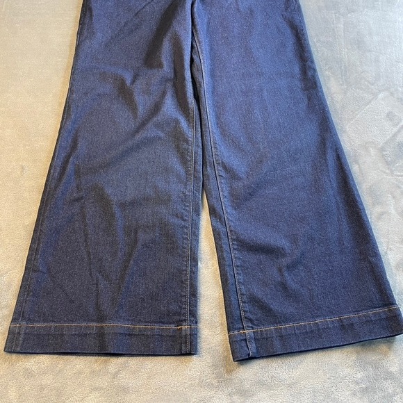 Lands End Women High Rise Wide Leg Trouser Jean Dark Indigo Blue Size 10 Stretch - Picture 15 of 16